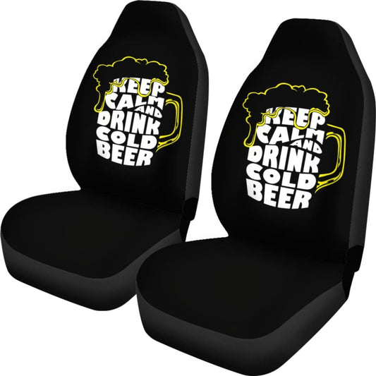 Keep Calm And Drink Cold Beer Car Seat Covers 210206 - YourCarButBetter
