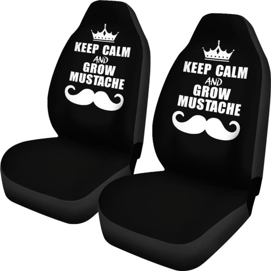 Keep Calm and Grow Mustache Car Seat Covers 210305 - YourCarButBetter