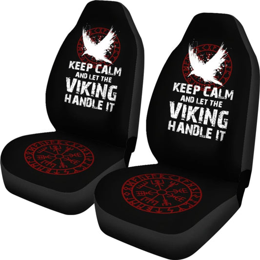 Keep Calm And Let The Viking Handle It Vegvisir The Runic Compass Car Seat Covers 210803 - YourCarButBetter