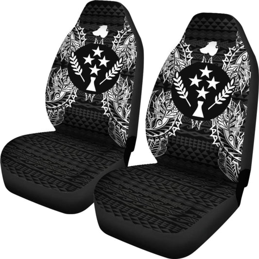 Kosrae Car Seat Cover - Kosrae Flag Map Black - 105905 - YourCarButBetter