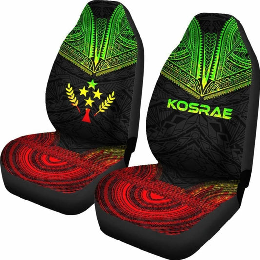 Kosrae Car Seat Cover - Kosrae Flag Polynesian Chief Tattoo Reggae Version - 10 174914 - YourCarButBetter