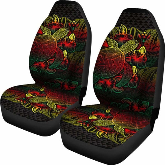 Kosrae Car Seat Covers - Kosrae Flag Turtle Hibiscus Reggae - New 091114 - YourCarButBetter