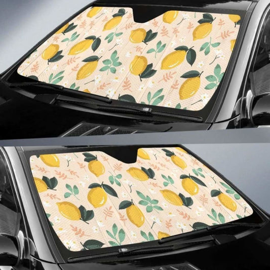 Lemon Flower Leave Pattern Car Auto Sun Shades 182102 - YourCarButBetter