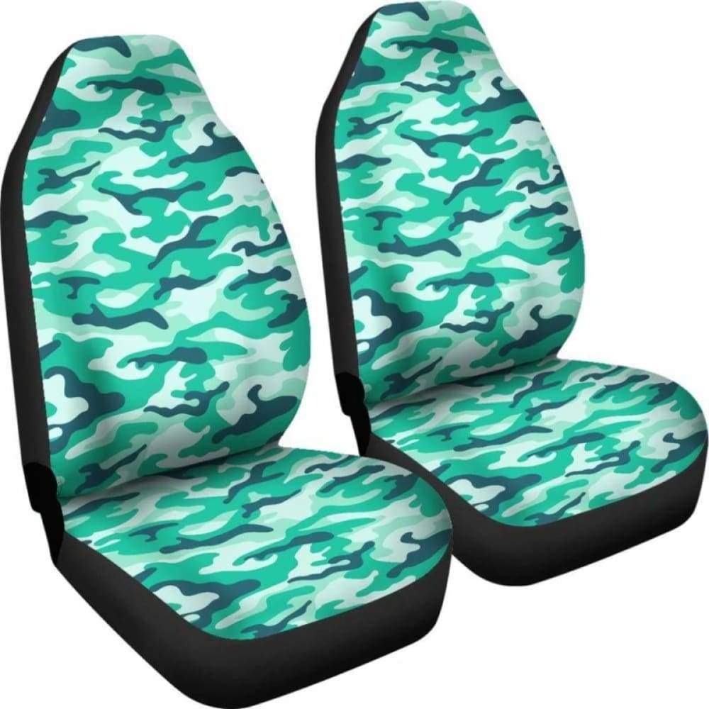 Light Green Teal Camouflage Car Seat Covers 112608
