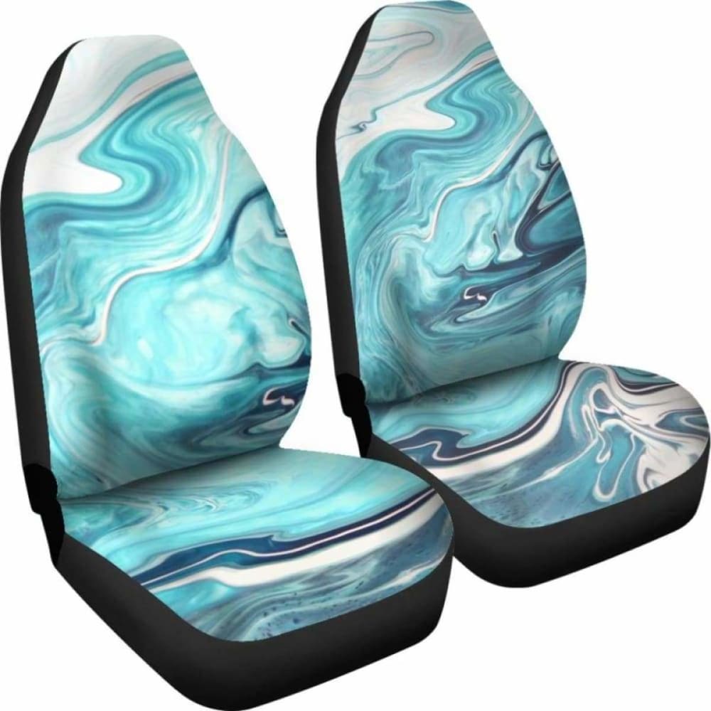 Light Green Teal Marble Car Seat Covers 110424 - YourCarButBetter