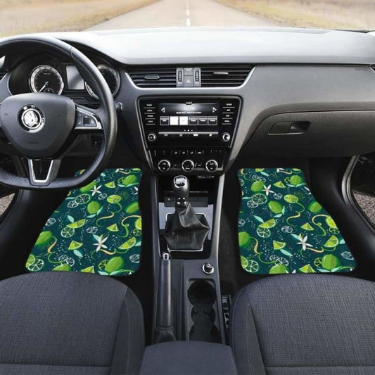 Lime Ice Flower Pattern Front And Back Car Mats 194013 - YourCarButBetter