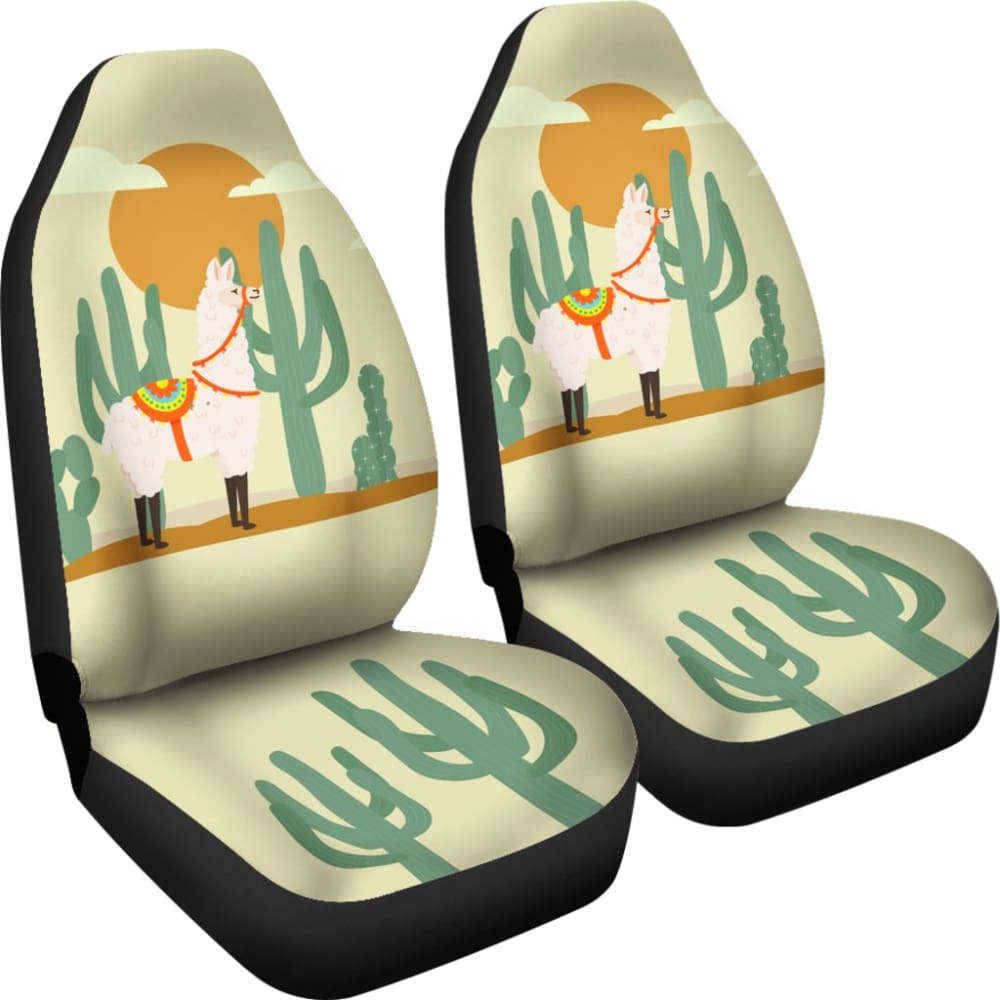 Llama Cactus Desert Life Printed Car Seat Covers 212403 - YourCarButBetter