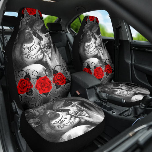Love Kissing Skeleton Sugar Skull Gothic Car Seat Covers Custom 2 211101 - YourCarButBetter