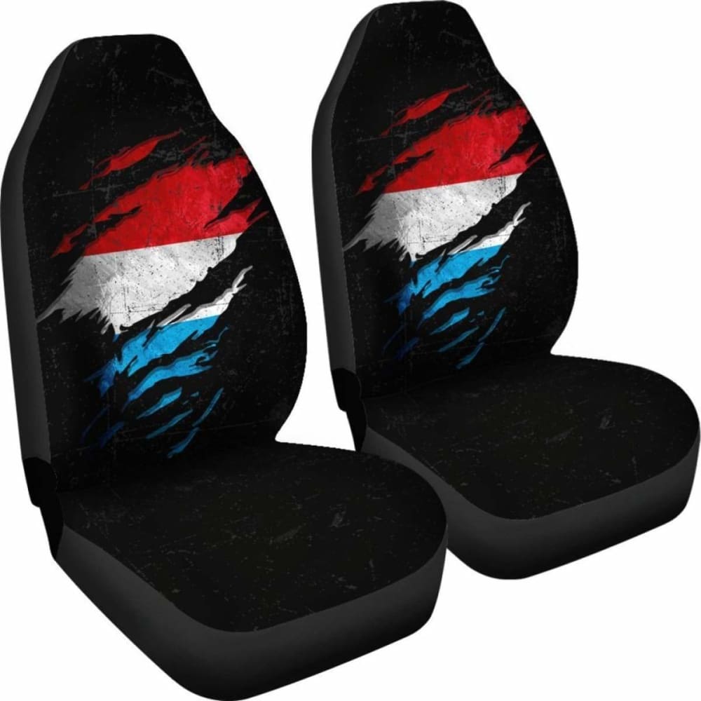 Luxembourg In Me Car Seat Covers - Special Grunge Style (Set Of Two) 232125 - YourCarButBetter