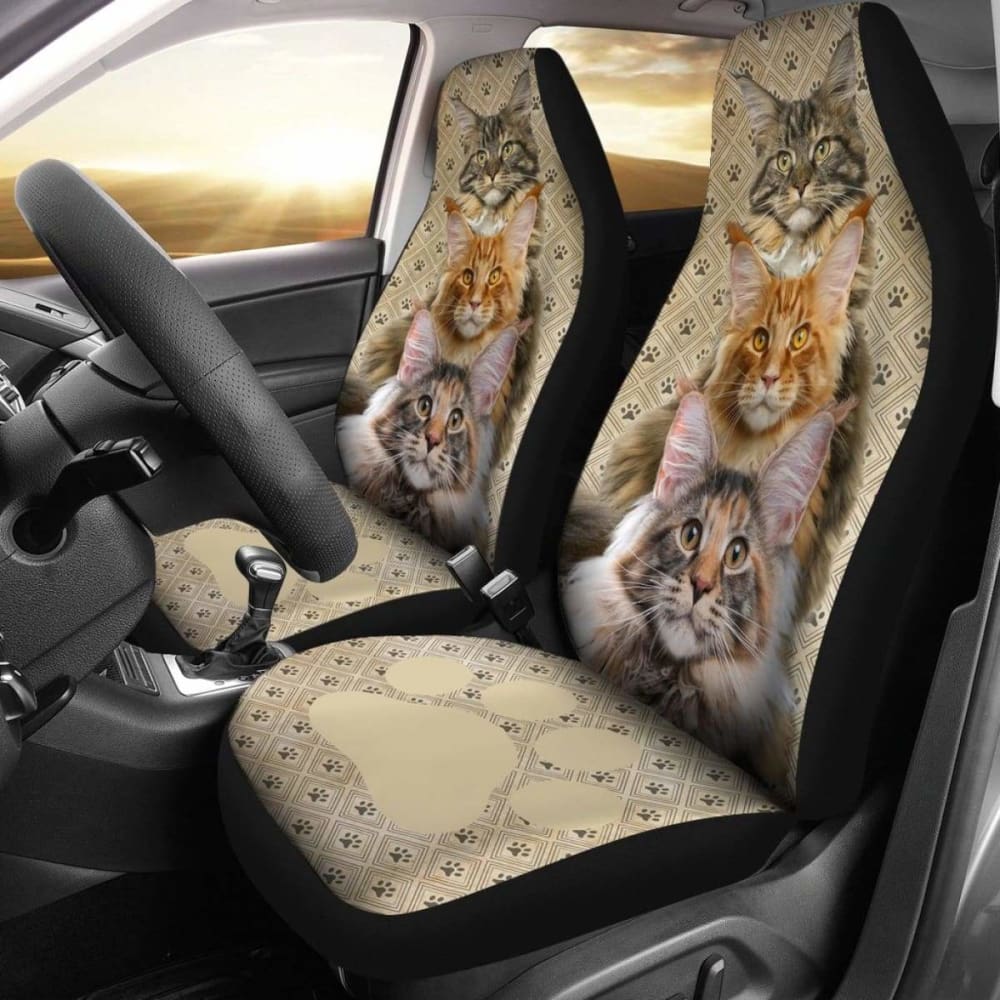 Maine Coon Cat Car Seat Covers Funny Seat Covers For Car 112428 - YourCarButBetter