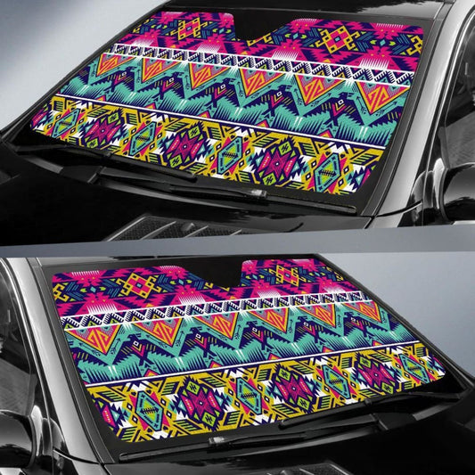 Native American Thunderbird Pattern Auto Sun Shades 093223 - YourCarButBetter