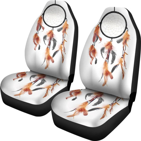 Native Dreamcatcher Orange Feather Car Seats Covers 211204 - YourCarButBetter