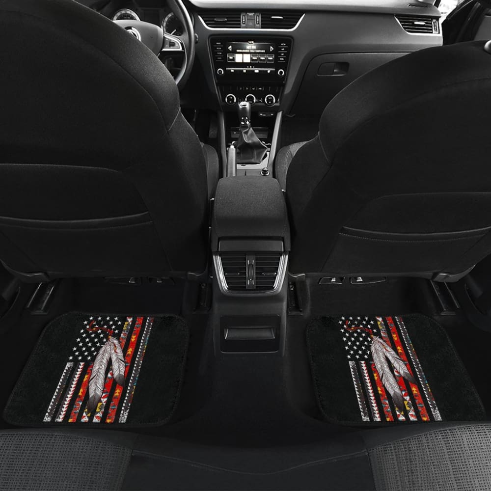 Native Feather American Flag Car Floor Mats Accessories 211804 - YourCarButBetter