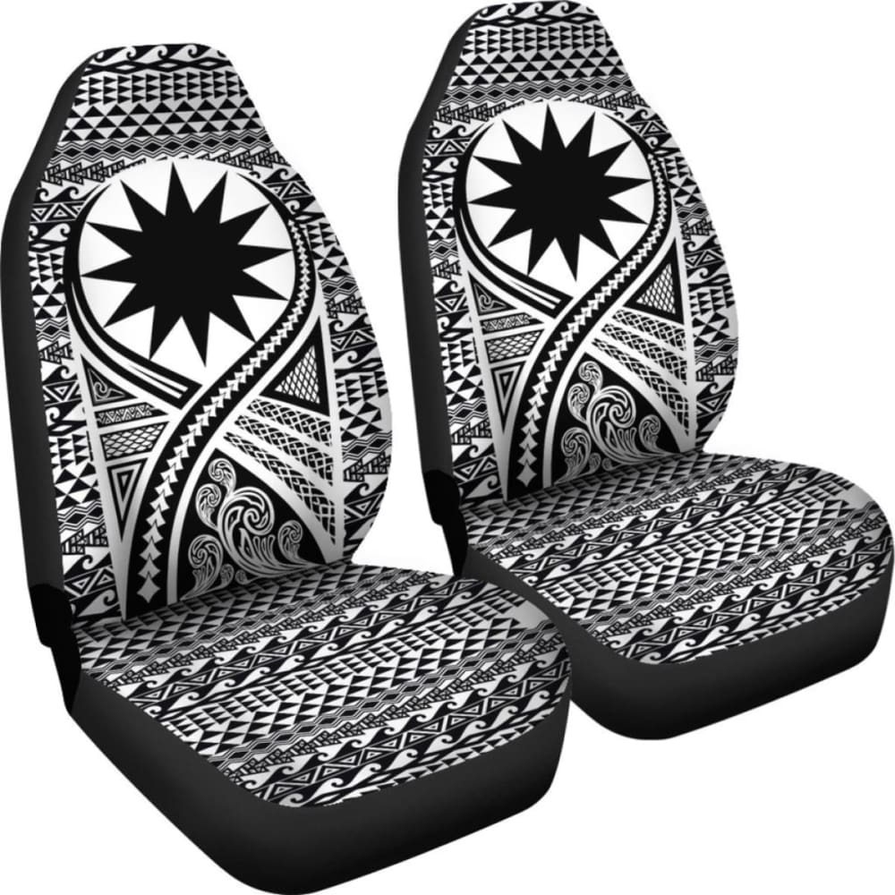 Nauru Car Seat Cover - Nauru Flag Polynesian Tattoo Black - 105905 - YourCarButBetter