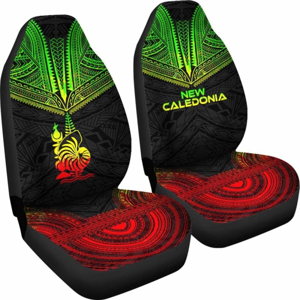 New Caledonia Car Seat Cover - New Caledonia Coat Of Arms Polynesian Chief Tattoo Reggae Version - 10 174914 - YourCarButBetter
