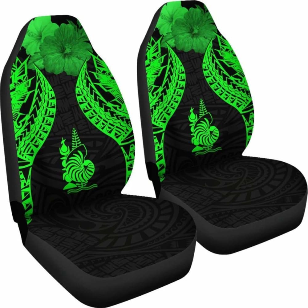 New Caledonia Polynesian Car Seat Covers Pride Seal And Hibiscus Green - 232125 - YourCarButBetter