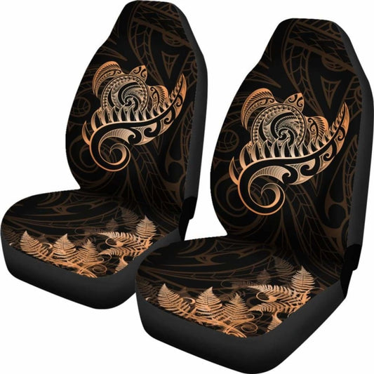 New Zealand Car Seat Covers - Aotearoa Maori Turtle Silver Fern Orange Awesome 091114 - YourCarButBetter