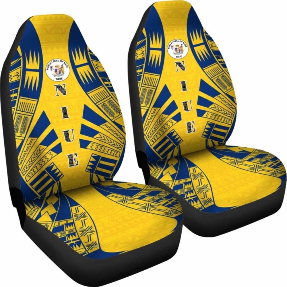 Niue Car Seat Covers - Niue Seal Polynesian Tattoo Flag - 9 174914 - YourCarButBetter