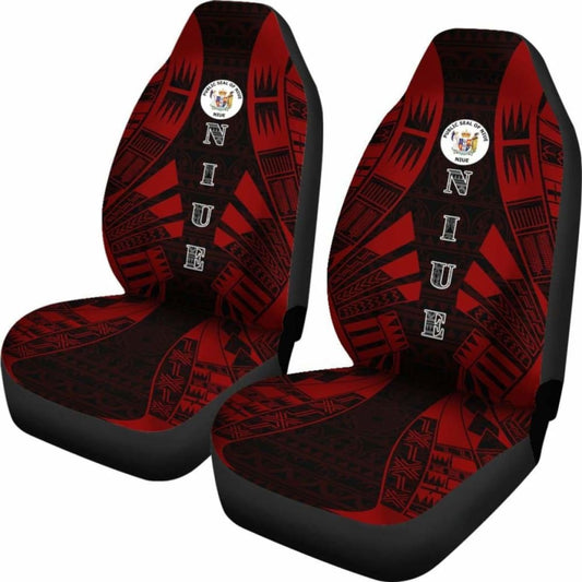 Niue Car Seat Covers - Niue Seal Polynesian Tattoo Red - 9 174914 - YourCarButBetter