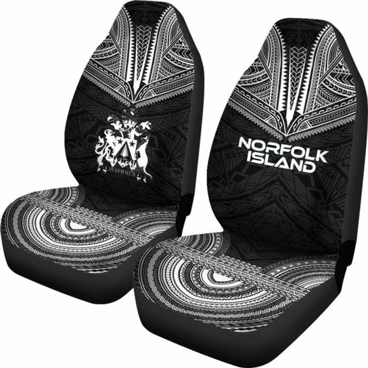 Norfolk Island Car Seat Cover - Norfolk Island Coat Of Arms Polynesian Chief Tattoo Black Version - 10 174914 - YourCarButBetter
