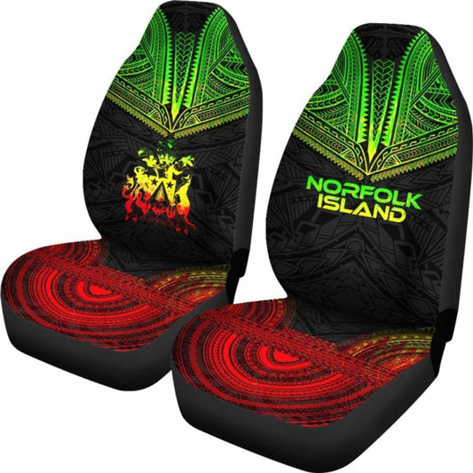 Norfolk Island Car Seat Cover - Norfolk Island Coat Of Arms Polynesian Chief Tattoo Reggae Version - 10 174914 - YourCarButBetter