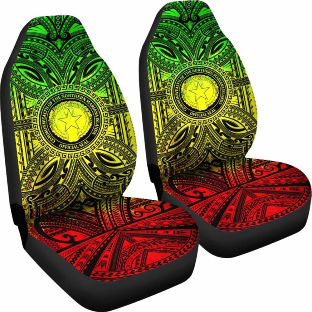 Northern Mariana Islands Car Seat Cover - Northern Mariana Islands Coat Of Arms Polynesian Reggae Style 105905 - YourCarButBetter