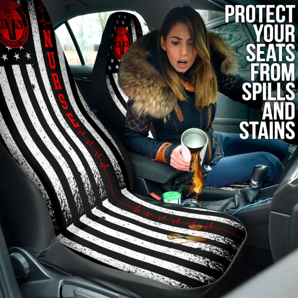 Nurse Custom American Flag Car Accessories Car Seat Covers 210401 - YourCarButBetter