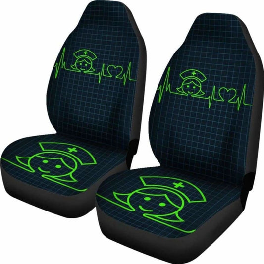 Nurse Heartbeat Green - Car Seat Cover (Set of 2) 144902