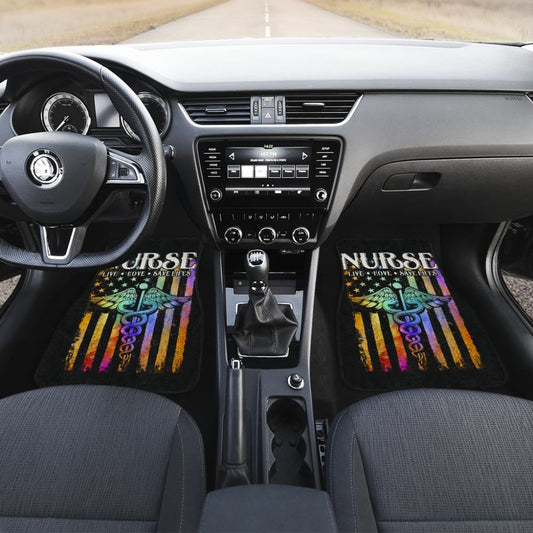 Nurse Live Love Save Lifes Car Floor Mats American Flag 211103