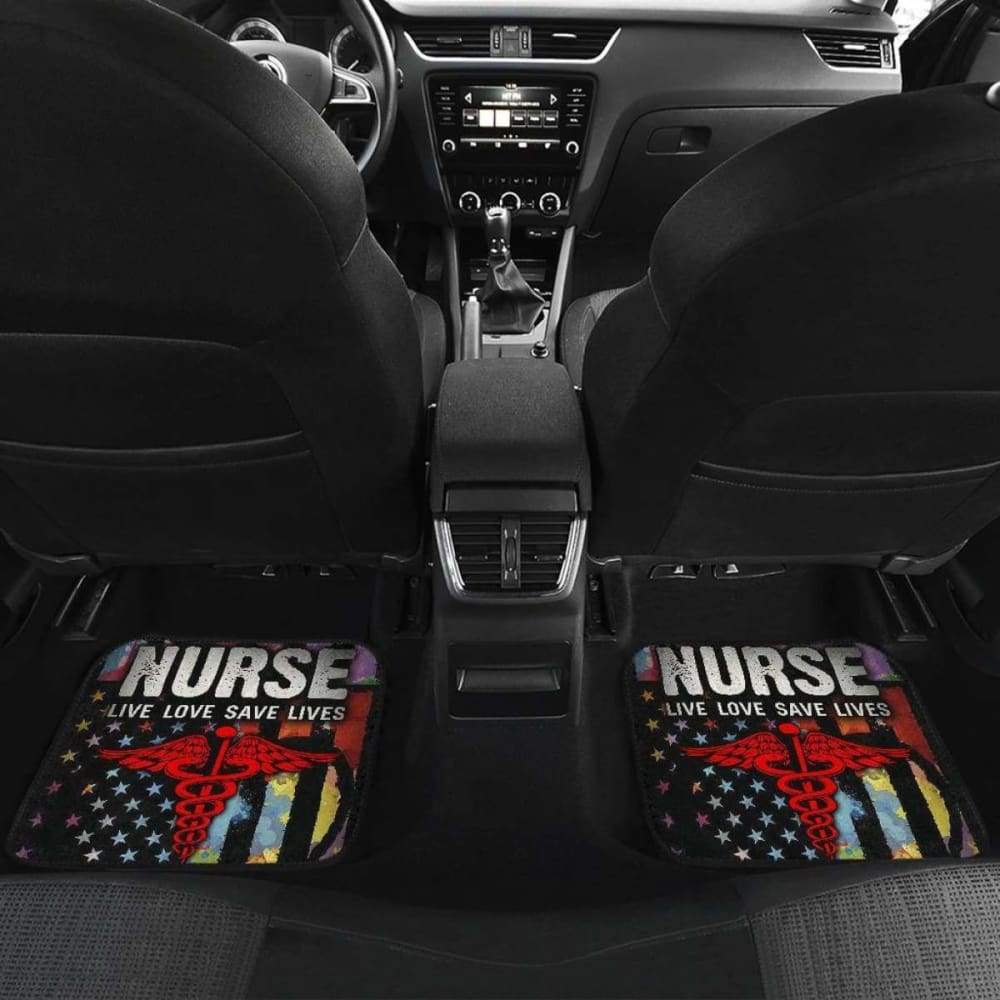 Nurse Live Love Save Lifes Car Floor Mats American Flag 211103