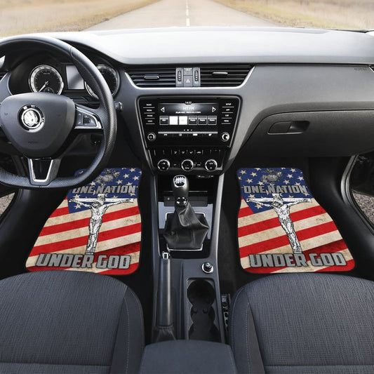 One Nation Under God American Flag Car Floor Mats Patriot Day 212501 - YourCarButBetter
