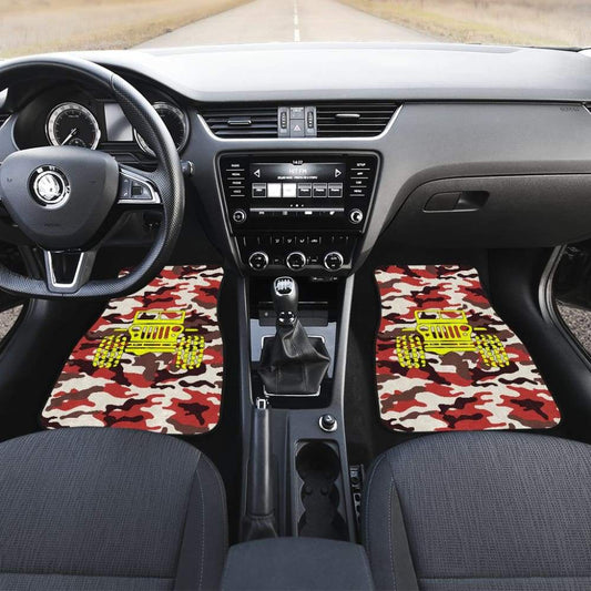 Orange Camouflage Color Dark Brown Jeep Car Floor Mats 211204 - YourCarButBetter