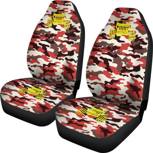 Orange Camouflage Color Dark Brown Jeep Car Seats Covers 211204 - YourCarButBetter