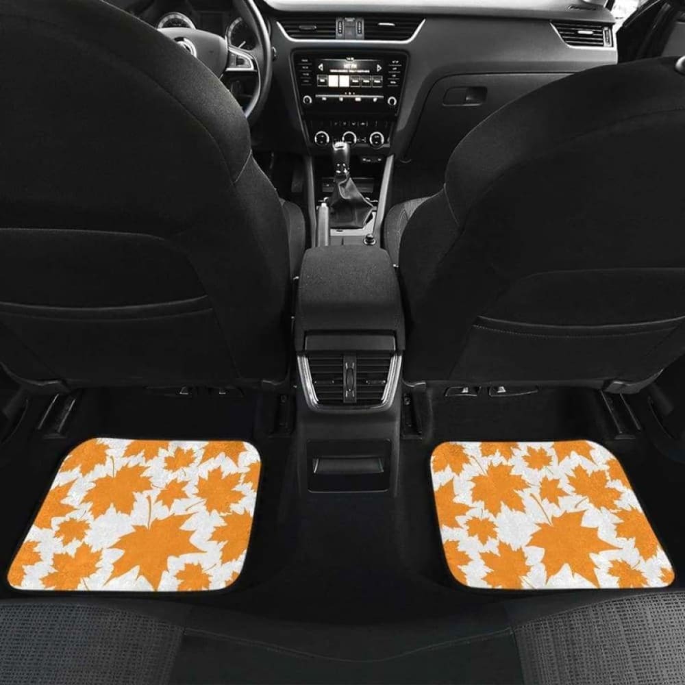 Orange Maple Leaf Pattern Front And Back Car Mats 174914 - YourCarButBetter