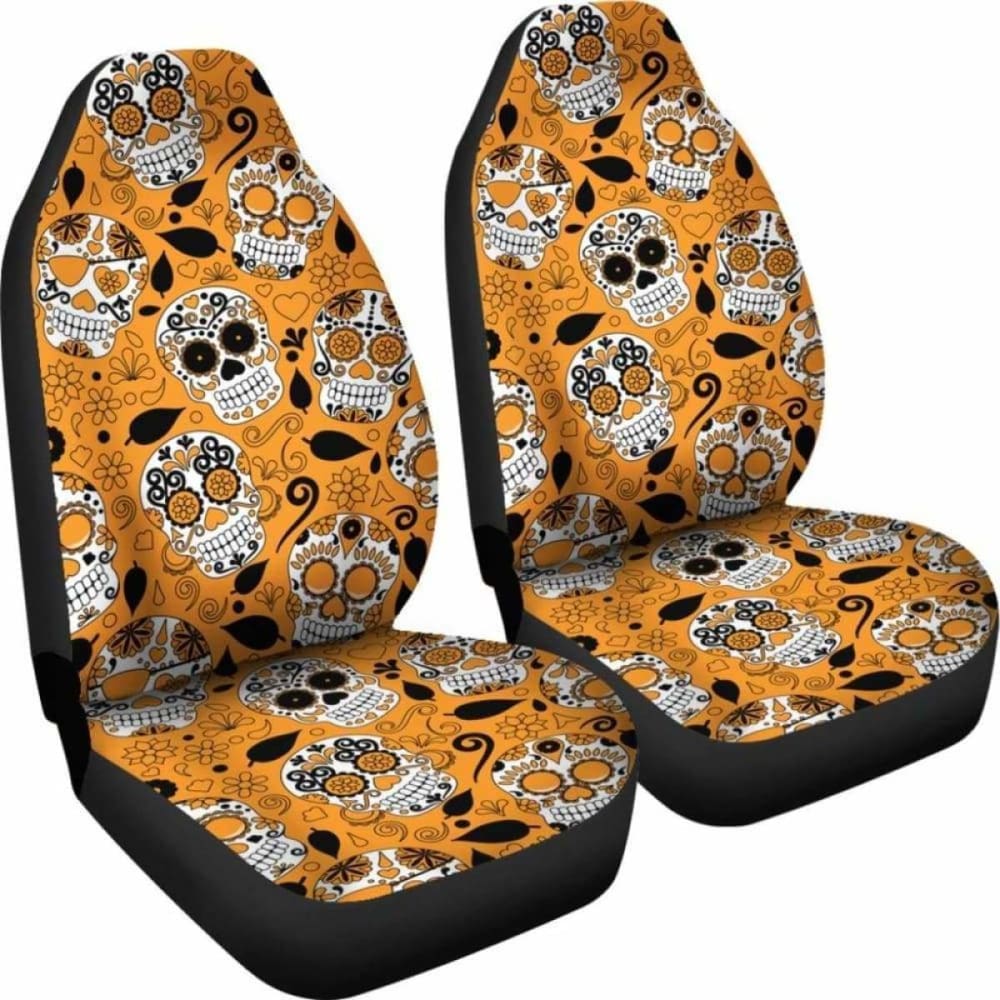Orange Sugar Skull Car Seat Covers 172727