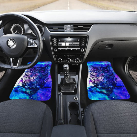 Owl Blue Background Art Design Car Floor Mats Animals Fantasy 210302 - YourCarButBetter
