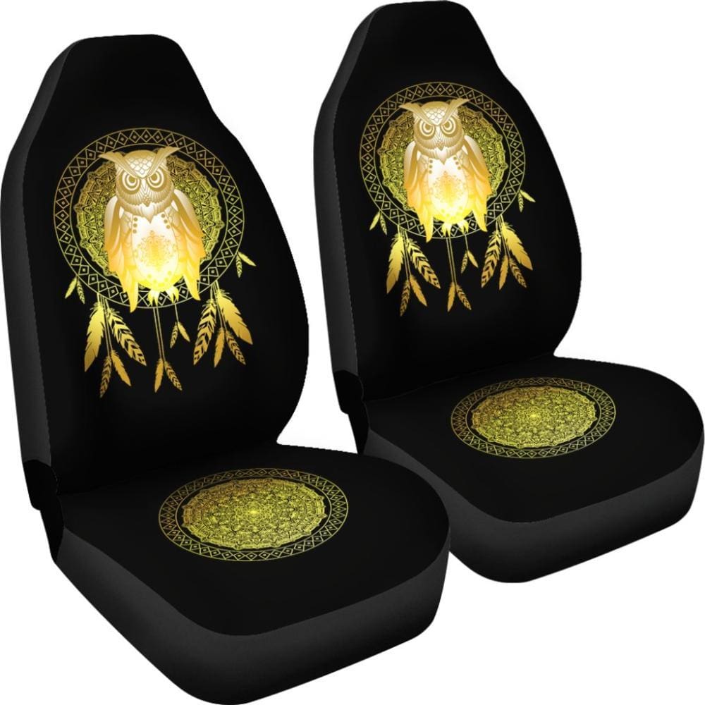 Owl Dream Catcher Gold - Owl Car Seat Covers 094209 - YourCarButBetter