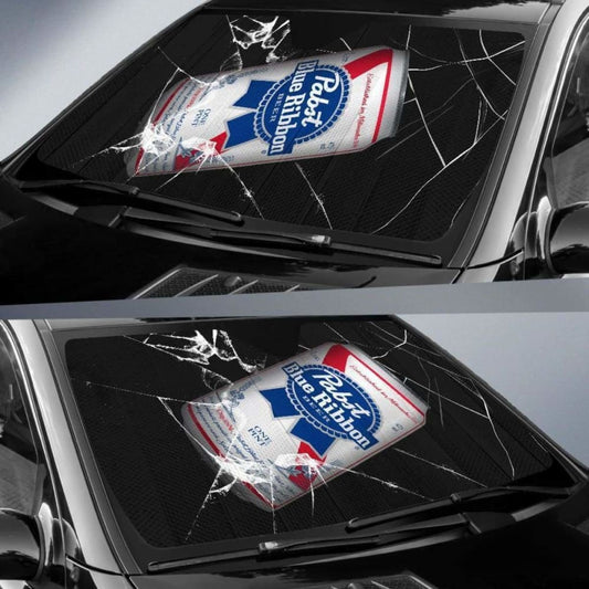 Pabst Blue Ribbon Auto Sun Shade Car Sun Visor Funny Beer Lover 102507 - YourCarButBetter
