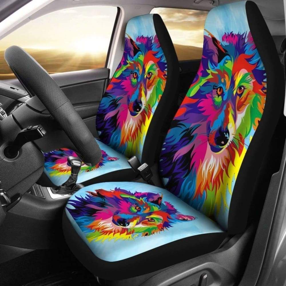 Painted Wolf Custom Car Seat Covers 094513