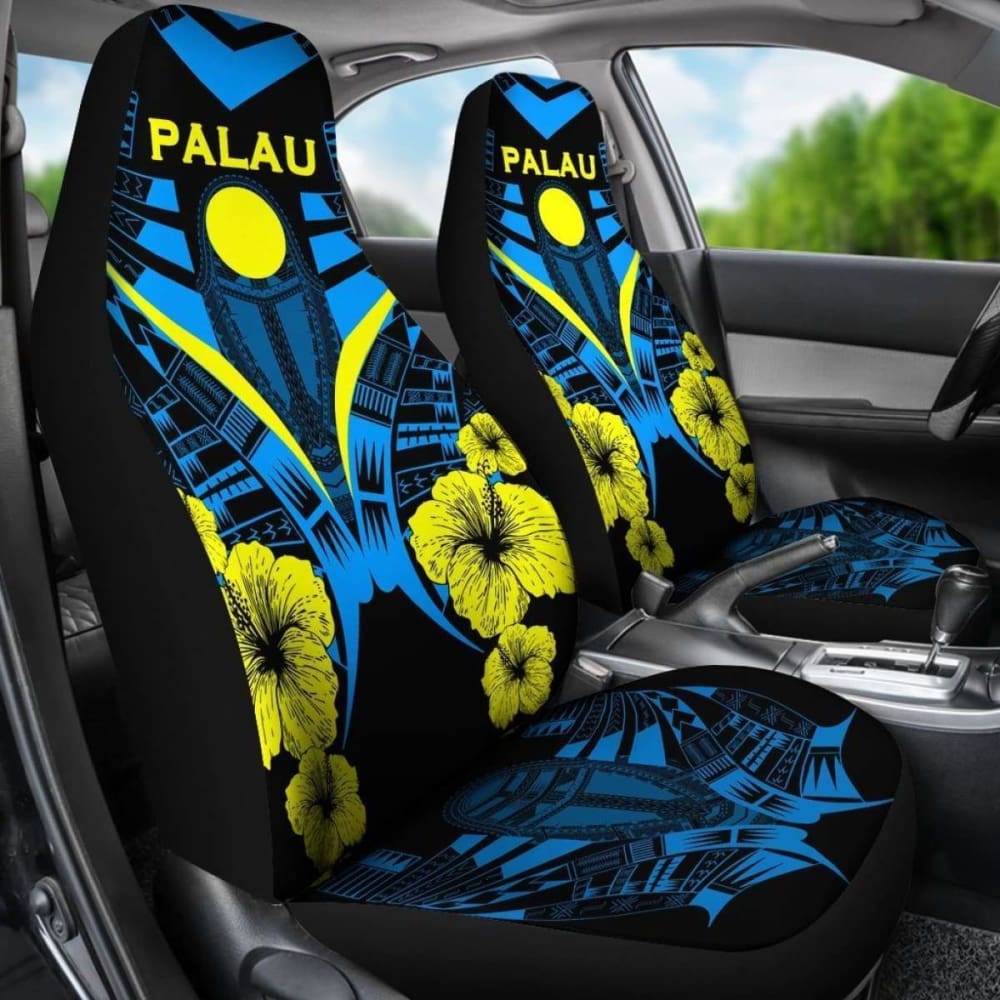 Palau Car Seat Covers - Palau Flag Hibiscus Polynesian Tattoo - 232125 - YourCarButBetter