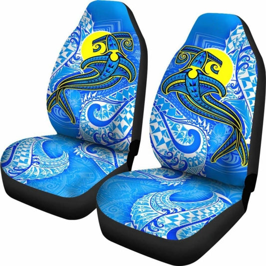 Palau Polynesian Car Seat Covers - Palau Flag With Polynesian Tattoo - 18 174914 - YourCarButBetter