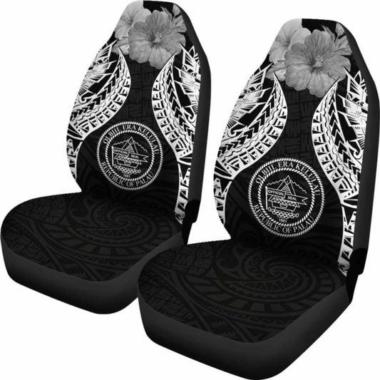Palau Polynesian Car Seat Covers Pride Seal And Hibiscus Black - 232125 - YourCarButBetter