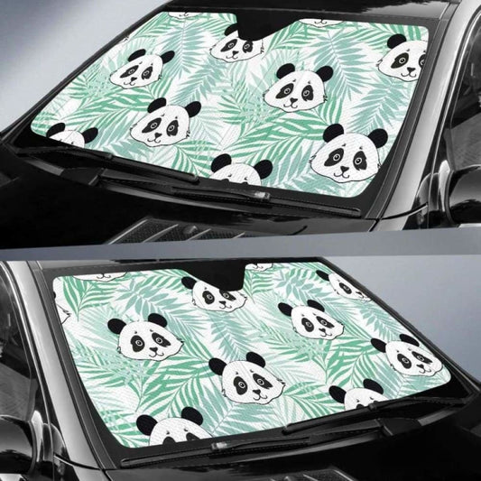 Panda Pattern Tropical Leaves Background Car Auto Sun Shades 172609 - YourCarButBetter