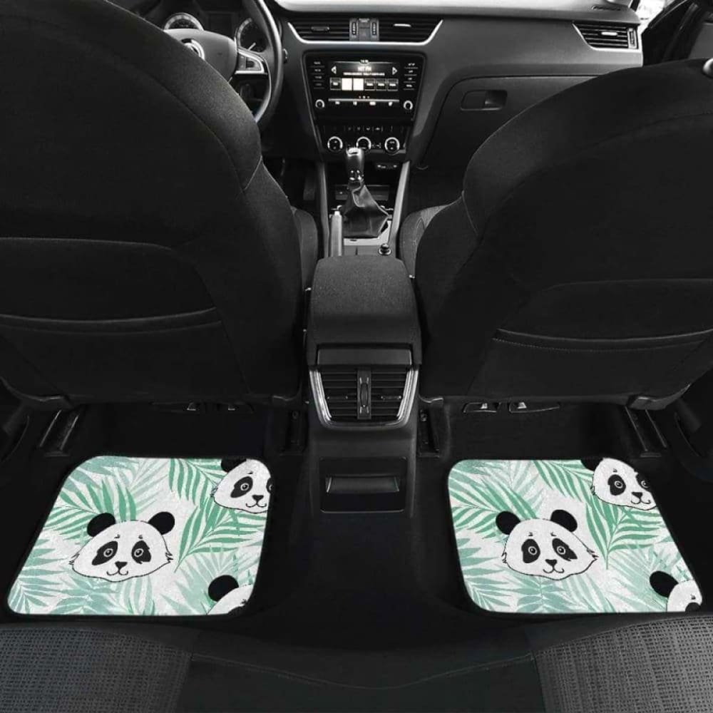 Panda Pattern Tropical Leaves Background Front And Back Car Mats 091706