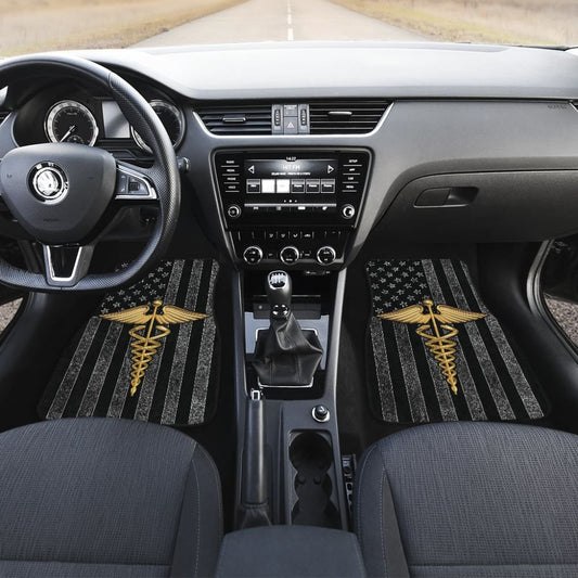 Patriot Nurse Thin Grey Line American Flag Car Floor Mats 211804 - YourCarButBetter
