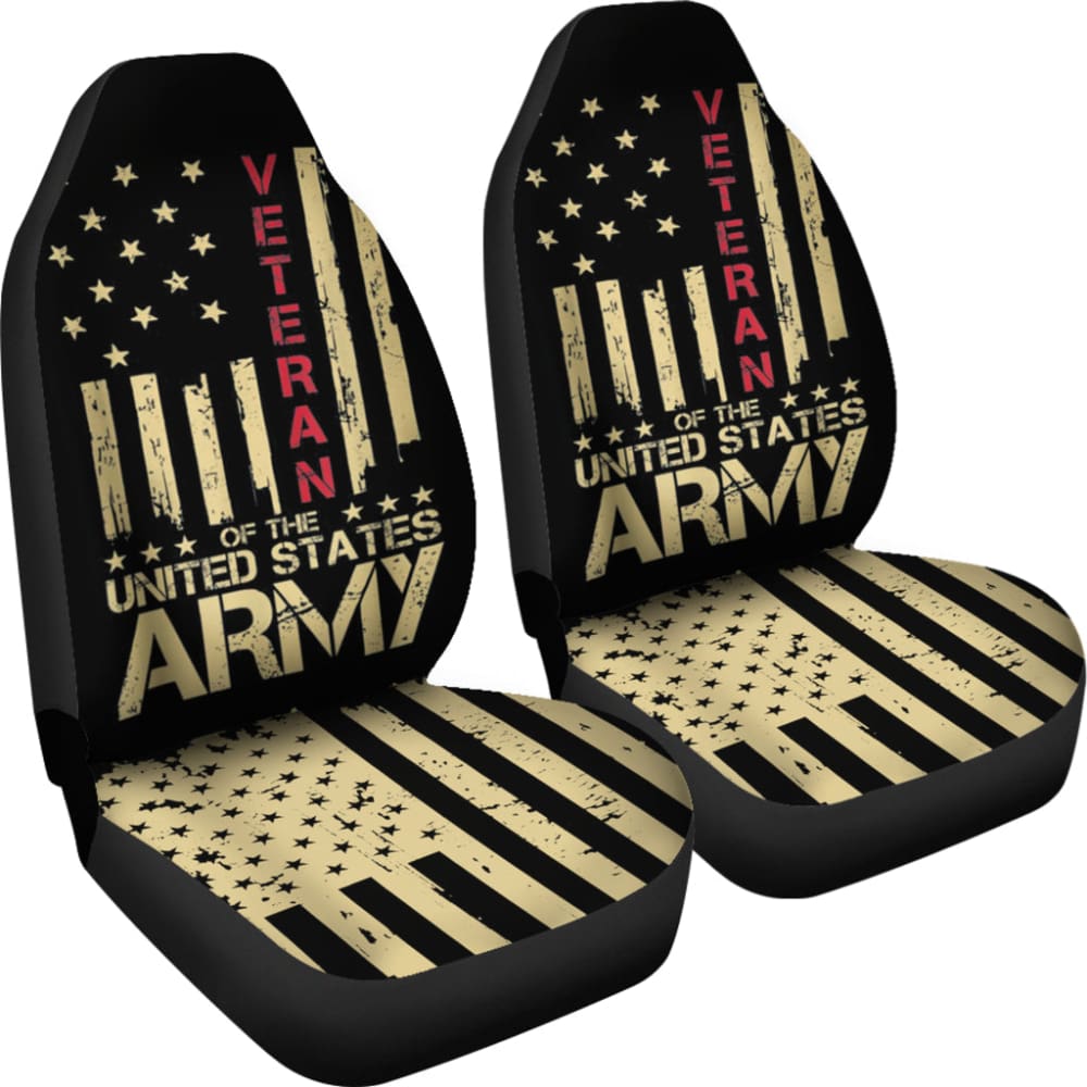 Patriotic U.S Army Veteran Red Line American Flag Car Seat Covers 550317 - YourCarButBetter