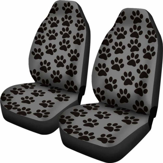 Paw Print Car Seat Covers Grey/Black 161012