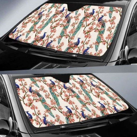Peacock Tropical Flower Pattern Car Auto Sun Shades 085424 - YourCarButBetter