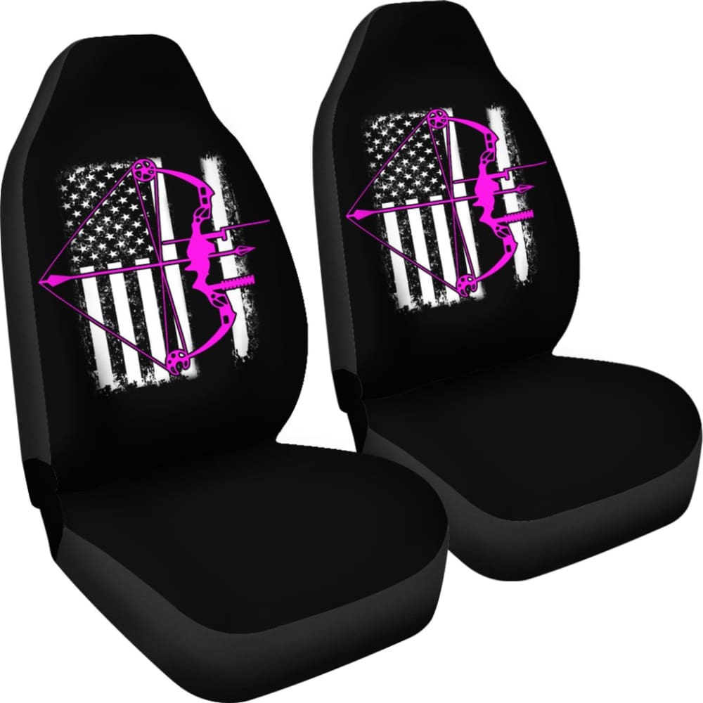 Pink Bow Hunter Flag Car Seat Covers Amazing Gift Ideas 212601 - YourCarButBetter