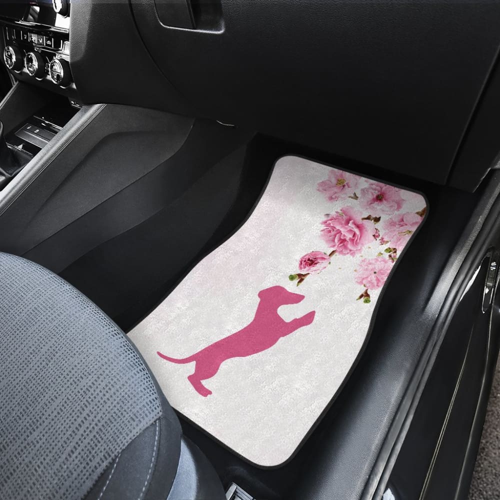 Pink Dachshund And Floral For Flower And Dog Lovers Car Floor Mats - Make Your Own Styles